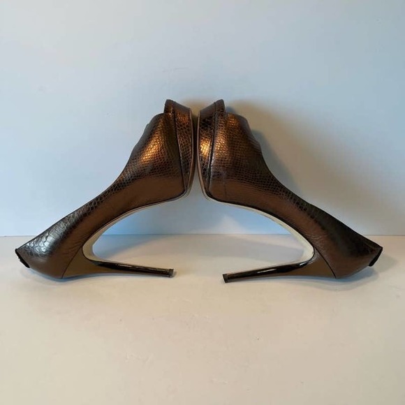 MICHAEL Michael Kors Women Brown Leather Fish Scale Pump Shoes US 8.5M - Picture 7 of 9